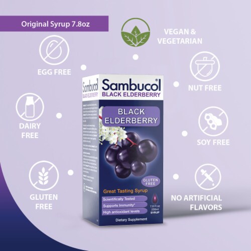 Sambucol® Syrup Black Elderberry Gluten Free Dietary Supplement Perspective: top