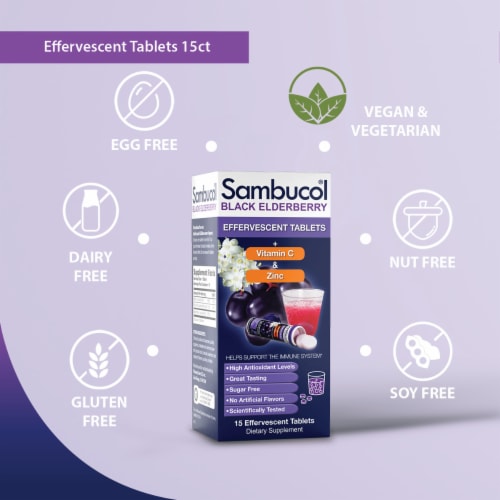 Sambucol® Black Elderberry Effervescent Tablets plus Vitamin C & Zinc Dietary Supplement Perspective: top