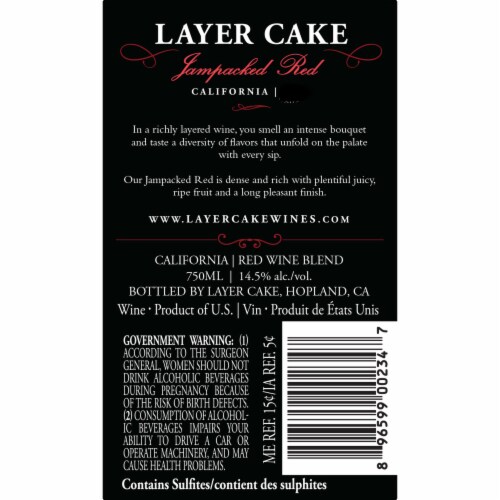Layer Cake Jampacked Red Blend-Other California Perspective: top