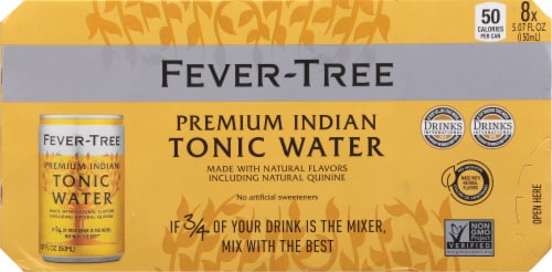 FEVER TREE Premium Indian Tonic Water PACK x 8 Cans (150ml) GF/DF/VEG/VGN -  Dunells