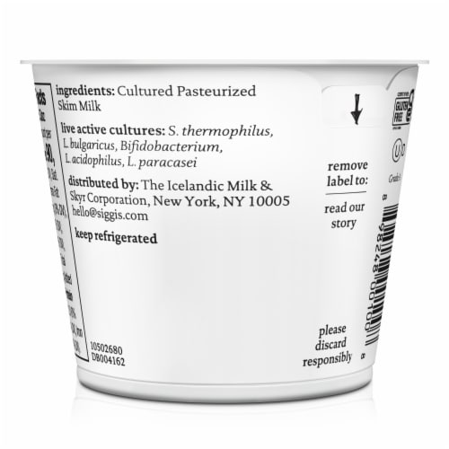siggi’s Icelandic Skyr Nonfat Yogurt, Plain Perspective: top