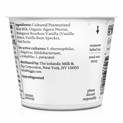 siggi’s Vanilla Icelandic-Style Nonfat Yogurt, 5.3 oz Perspective: top