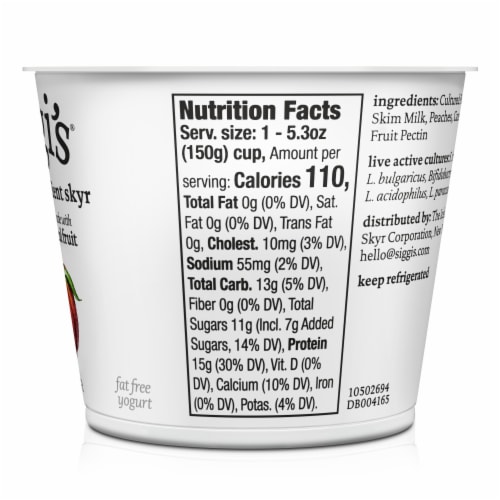 siggi’s Peach Icelandic-Style Nonfat Yogurt, 5.3 oz Perspective: top