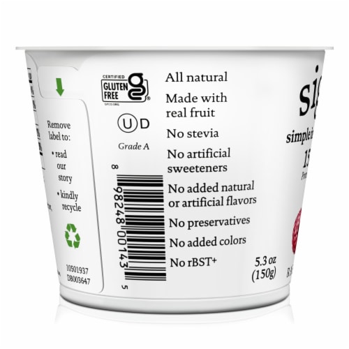 siggi’s Raspberry Icelandic-Style Nonfat Yogurt, 5.3 oz Perspective: top