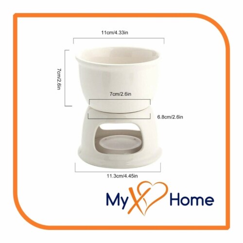 Ceramic Chocolate Fondue Pot / Cheese melting Pot, Color: White by MyXOHome Perspective: top