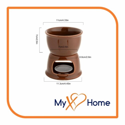 Ceramic Chocolate Fondue Pot / Cheese melting Pot, Color: Brown by MyXOHome Perspective: top