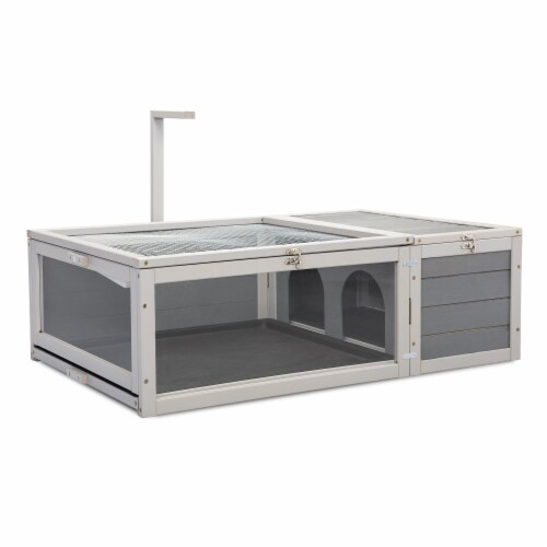 Simplie Fun Premium Wooden Tortoise House with Removable Top and Tray for Small Animals Perspective: top