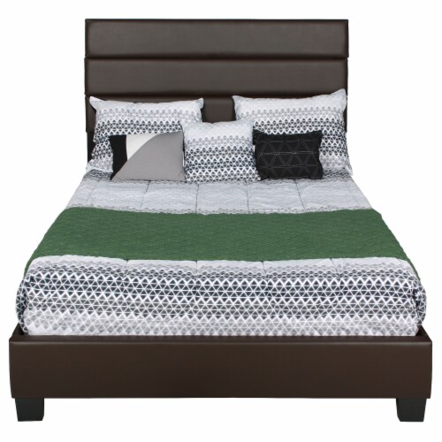 Better Home Products Napoli Faux Leather Upholstered Platform Bed Queen Tobacco Perspective: top