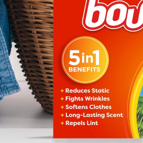 Bounce Dryer Sheets Outdoor Fresh Laundry Fabric Softener Sheets Perspective: top