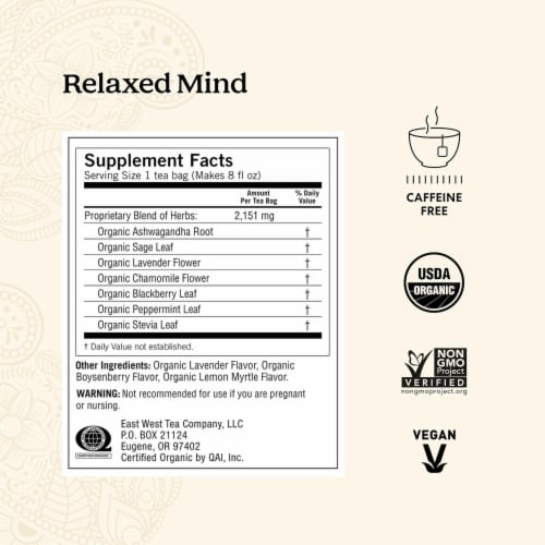 Yogi Relaxed Mind Tea - 16 Bags - Calming Organic Herbal Blend with Ashwagandha & Lavender Perspective: top