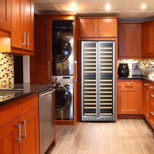 Ergode Lanbo Black Dual Zone Wine Cooler French Doors 287 Bottle Capacity Perspective: top