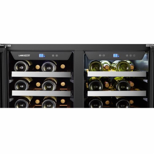 Dual Zone Wine Cooler - Seamless Stainless Steel French Doors 62 Bottle Capacity Perspective: top