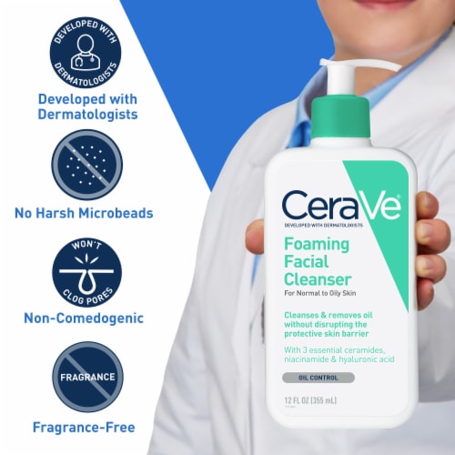 CeraVe Foaming Facial Cleanser, Face Wash for Oily Skin, Fragrance & Paraben Free, Non-comedogenic Perspective: top