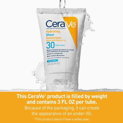 CeraVe Hydrating Sheer Sunscreen SPF 30 for Face and Body Perspective: top