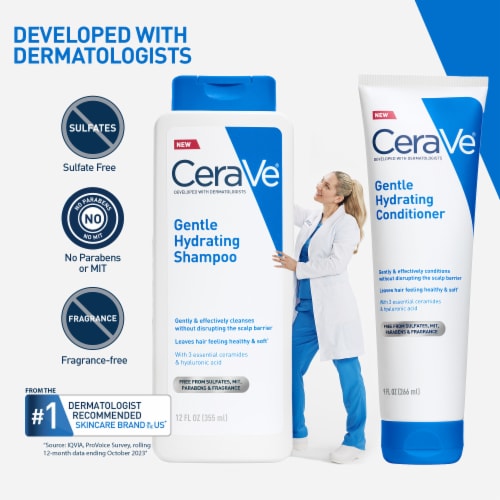 CeraVe Gentle Hydrating Conditioner, Fragrance Paraben & Sulfate Free Conditioner for All Hair Types Perspective: top