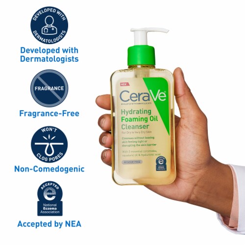 CeraVe Hydrating Foaming Oil Cleanser, Face & Body Wash With Squalane Oil For Dry to Very Dry Skin Perspective: top
