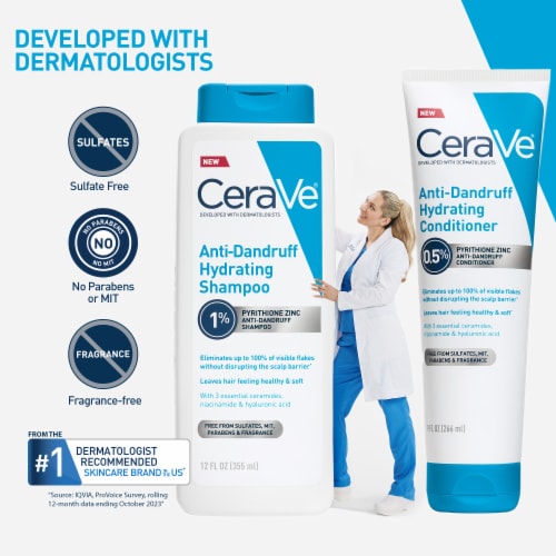 CeraVe Hydrating Anti-Dandruff Conditioner, Fragrance Paraben & Sulfate Free For All Hair Types Perspective: top