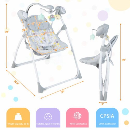 Babyjoy 3-in-1 Convertible Wooden Baby High Chair With Removable Tray, Adjustable Height, Easy Clean Dining Seat, Gray