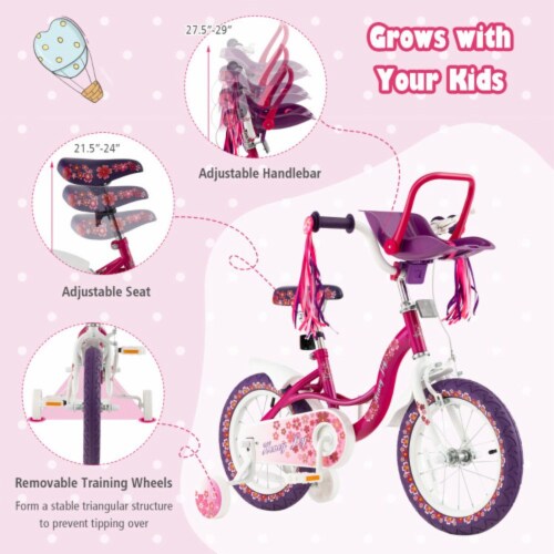 Hivvago Kids Bike with Doll Seat and Removable Training Wheels M Medium City Market