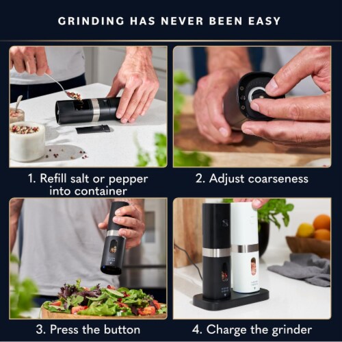 Rechargeable LED Light Up Electric Salt And Pepper Grinder Set Of 2