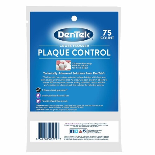 DenTek Cross Flosser Plaque Control Floss Picks X-Shaped 75 Count - 3 Packs Perspective: top