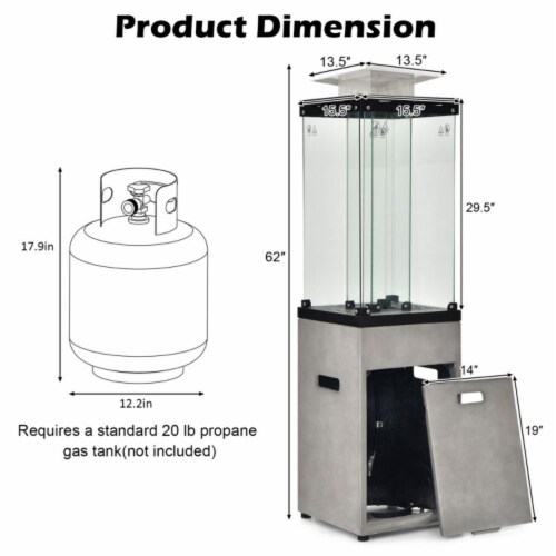 Hivvago 41 000 BTU Propane Patio Heater with Metal Hood-Gray Perspective: top