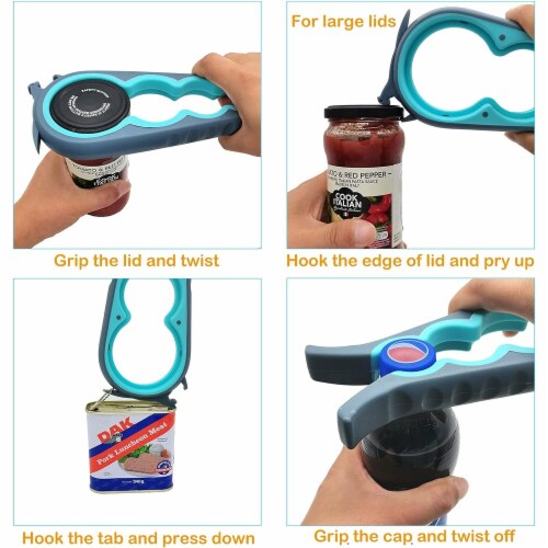 Otstar Jar Opener Bottle Opener for Seniors - Blue and Grey Perspective: top