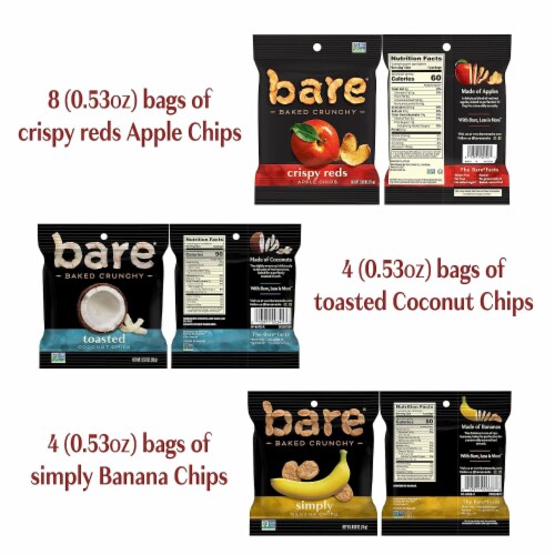 Crunchy Fruit Chips Snacks 16 Pieces Perspective: top