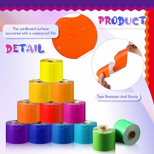 Colorful Bulletin Board Borders , Rainbow Color, 12 Roll 630 ft Smith