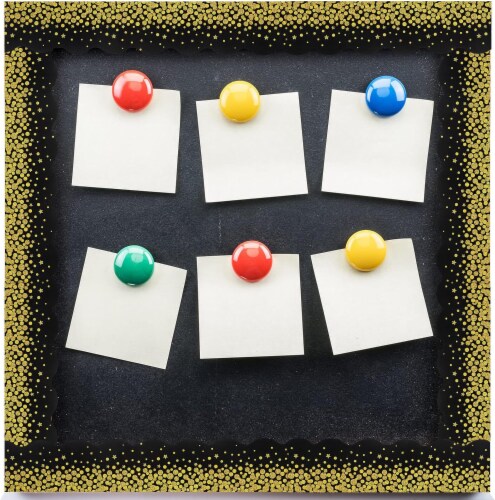 Gold Confetti Bulletin Board Borders, Black,Gold Perspective: top
