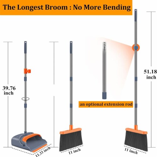 Sp Upgrade Broom and Dustpan Set Gray & Orange Perspective: top