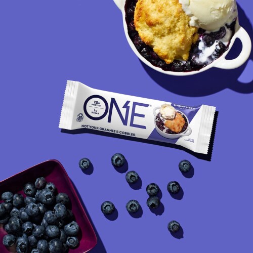 ONE Protein Bars, Blueberry Cobbler, 20g Protein, 2.12 Ounce (Pack of 3 - 36 Bars) Perspective: top