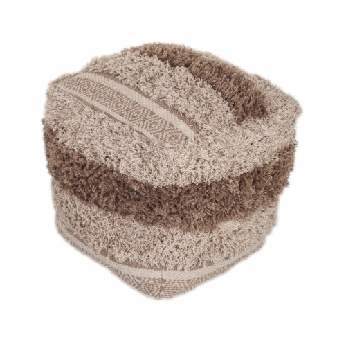 Boho Shaggy Khaki Textured Pouf Boho Shaggy Khaki Textured Pouf