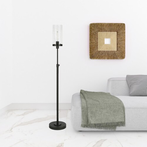 66 inch Black Torchiere Floor Lamp With Clear Seeded Glass Drum Shade 1 Smith s Food and Drug
