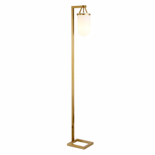 68 inch Brass Arched Floor Lamp With White No Pattern Frosted Glass Dome Shade 1 Pick n Save