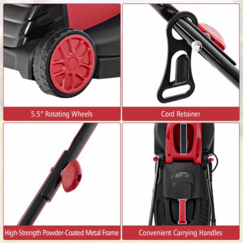 Hivvago 10 AMP 13 Inch Electric Corded Lawn Mower with Collection Box Red 1 Fred Meyer