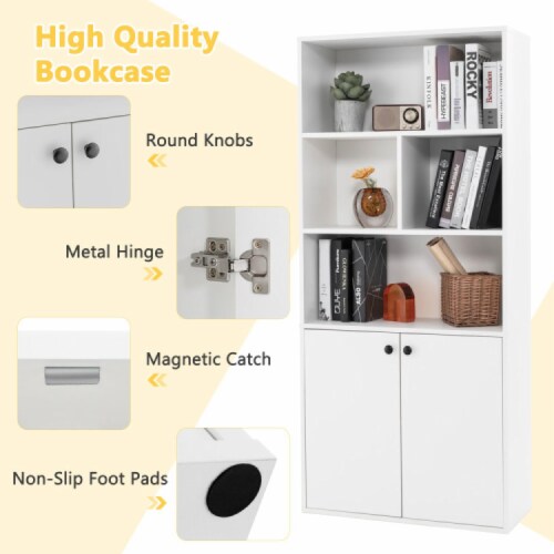 Hivvago 5-Tier Freestanding Bookcase with Open Cubes and Adjustable Shelf-White Perspective: top