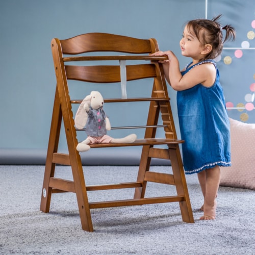 hauck Alpha+ Grow Along Adjustable Wooden Highchair, Beechwood, Walnut Finish Perspective: top