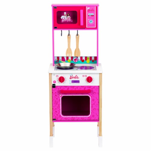 Theo Klein Barbie Epic Chef Wooden Pretend Play Toy Kitchen Playset for Kids 3 1 Piece Metro Market