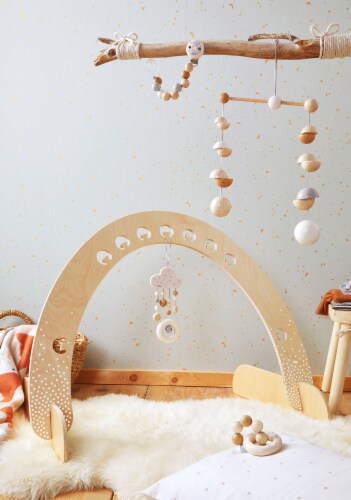 HABA Baby Gift Set Dots with Natural Wood Pacifier Chain and Clutching Toy Perspective: top