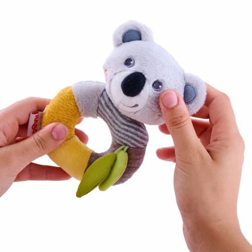 HABA Koala Soft Plush Rattle Ring - Machine Washable Baby Toy Perspective: top