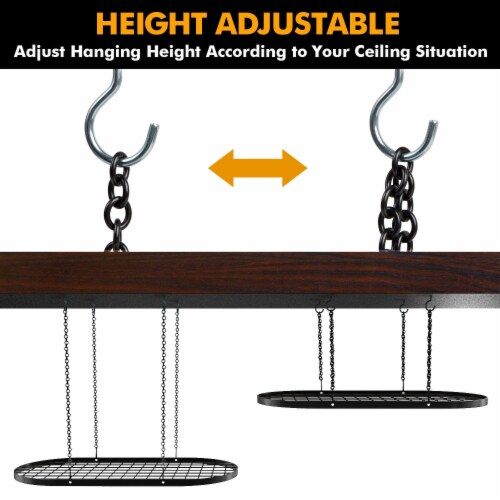 Vdomus 33x17  Pot & Pan Ceiling Rack, Mounted Storage Organizer w/15 Hooks Perspective: top