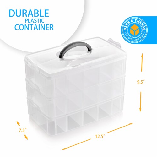 Bins & Things Stackable Storage Container with 30 Adjustable Compartments, Clear, X-Large Perspective: top