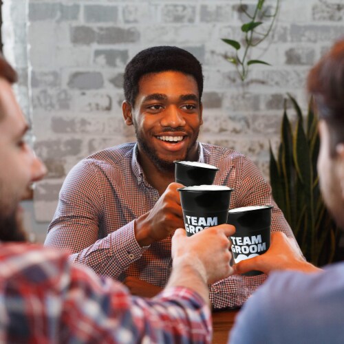 Neliblu Bachelor Party Supplies - Team Groom Cups Bulk Pack of 25 Plastic Cups Perspective: top