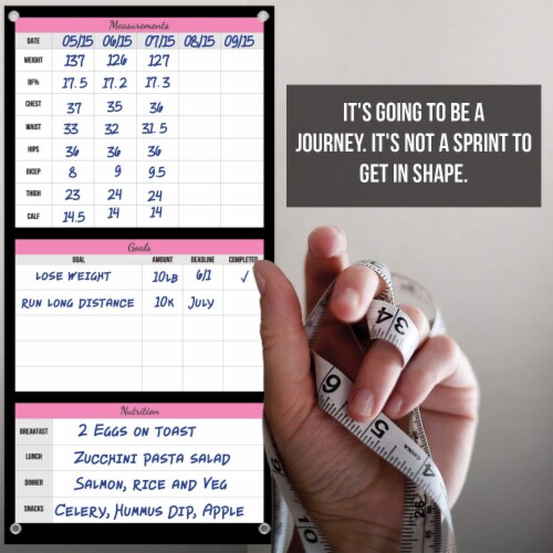Alpine Choice Dry Erase Pink Workout Planner, Fitness Calendar, Exercises, Goals & Notes Perspective: top