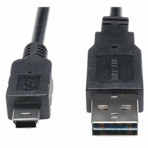 Omni Gear USB 2.0 Type A to Mini B Cable Black 6'' 10'' 15'' Perspective: top