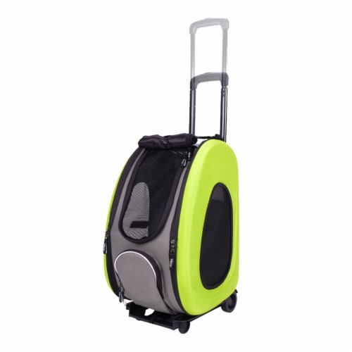 ibiyaya 5 in 1 Convertible Foldable Small Pet Carrier/Stroller System, Green Perspective: top