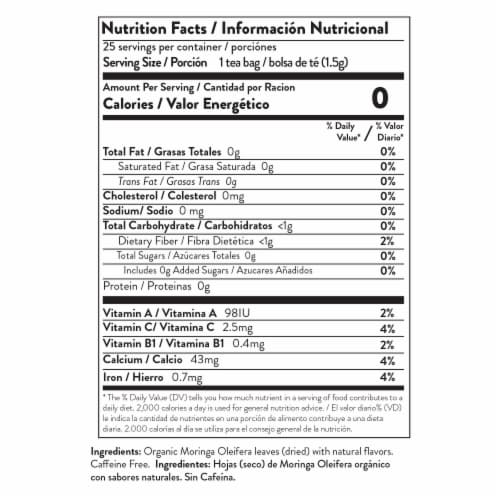 Organic Moringa Superfood Tea Mango -- 25 Tea Bags Perspective: top