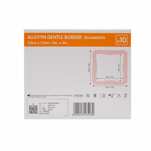 Smith & Nephew Allevyn Gentle Border Foam Dressing 3 x 3 10 per Box Perspective: top