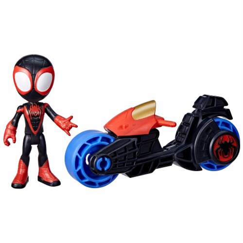 Hasbro Marvel Spidey and His Amazing Friends Miles Morales Spider-Man Figure with Motorcycle Perspective: top